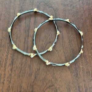 Anthropologie Bangle Bracelets mixed  Gold & Silverer Stud Diamond’s qty 2